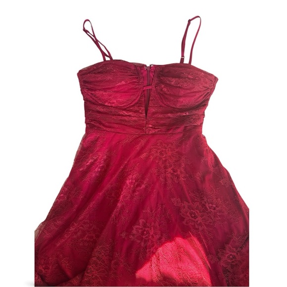 Layered With Love Scarlet Lace Mini Red Dress Size S - Picture 2 of 10